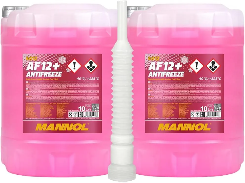 Bild von MANNOL 4012 Antifreeze AF12+ Longlife Frostschutz rot, 2 x 10 Liter, bis -40 Grad