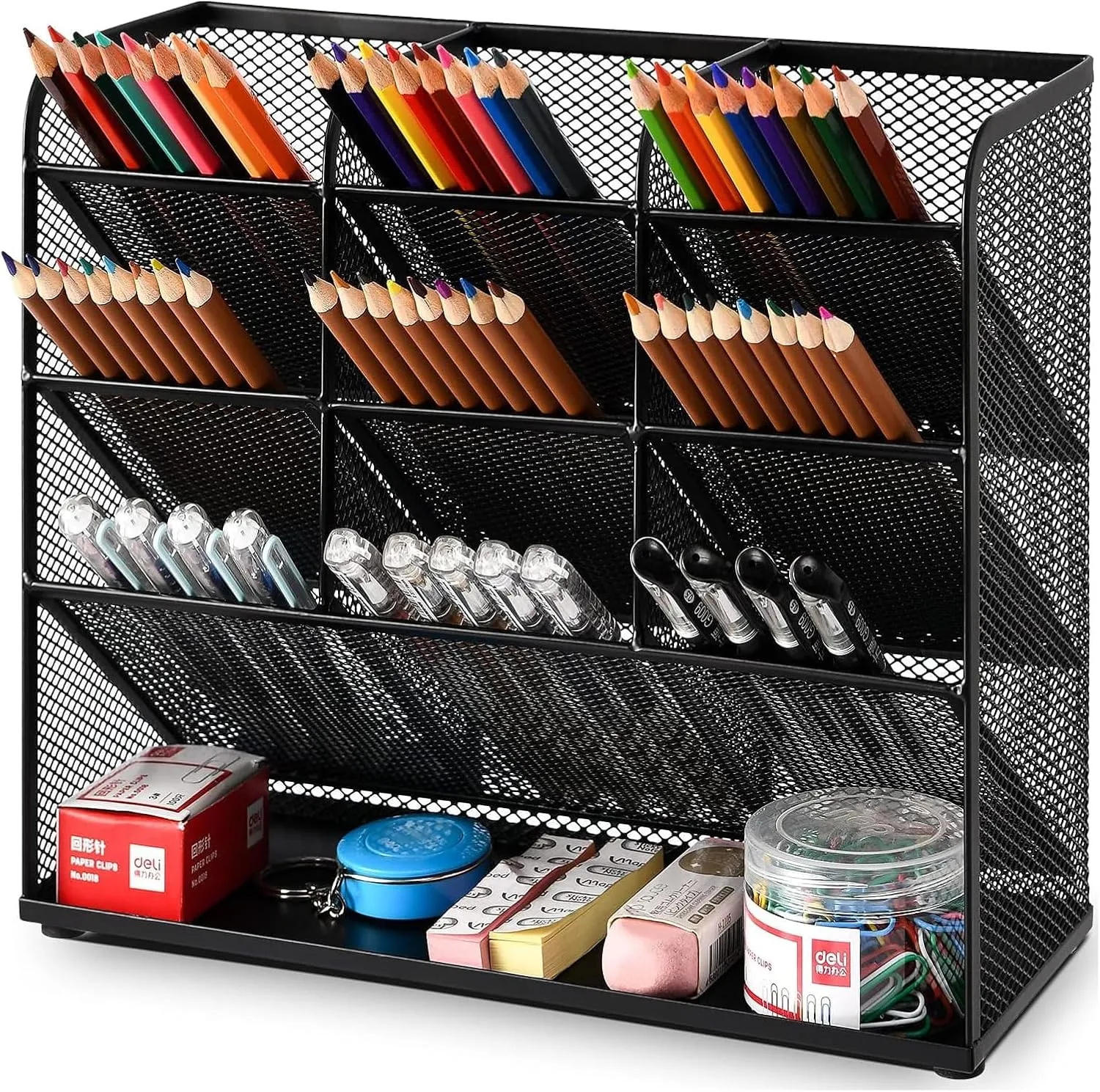 Bild von Marbrasse Schreibtisch Organizer in Schwarz, multifunktionaler Stiftehalter für Schule und Büro