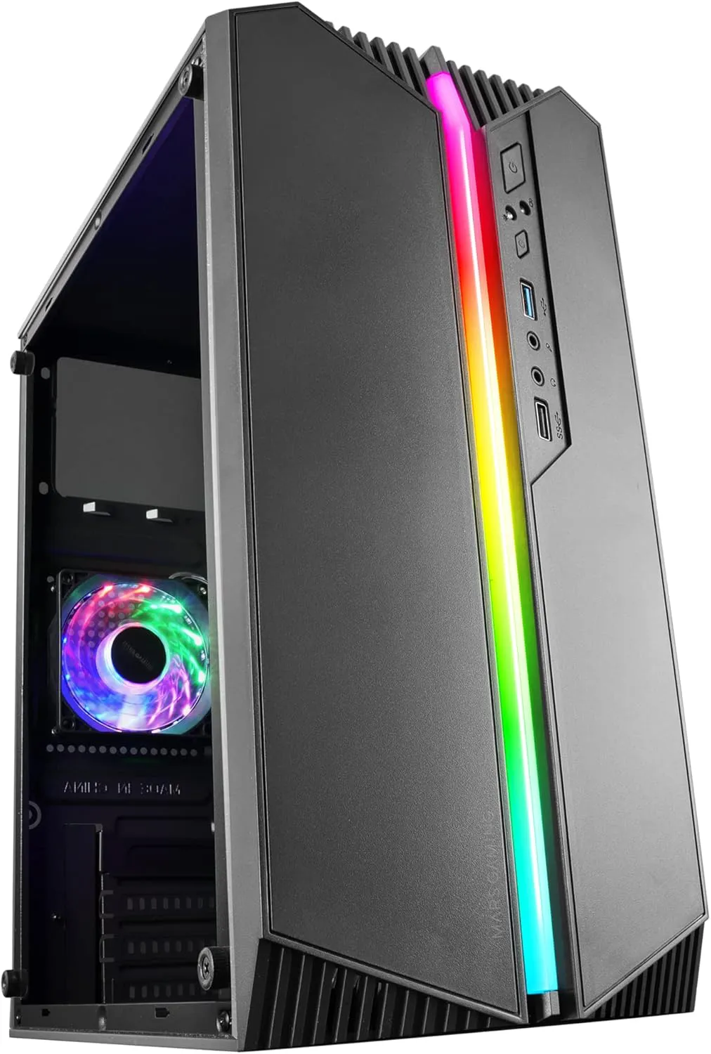 Bild von Mars Gaming MC-S1 Micro-ATX Gehäuse mit ARGB Beleuchtung und Full Side Window, unterstützt Flüssigkeitskühler bis 120 mm, in Schwarz