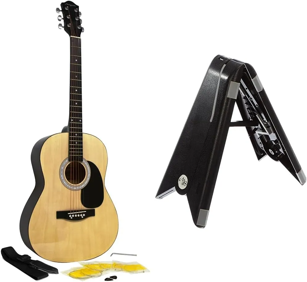 Bild von Martin Smith Akustikgitarre mit Zubehör und tragbarem Gitarrenständer