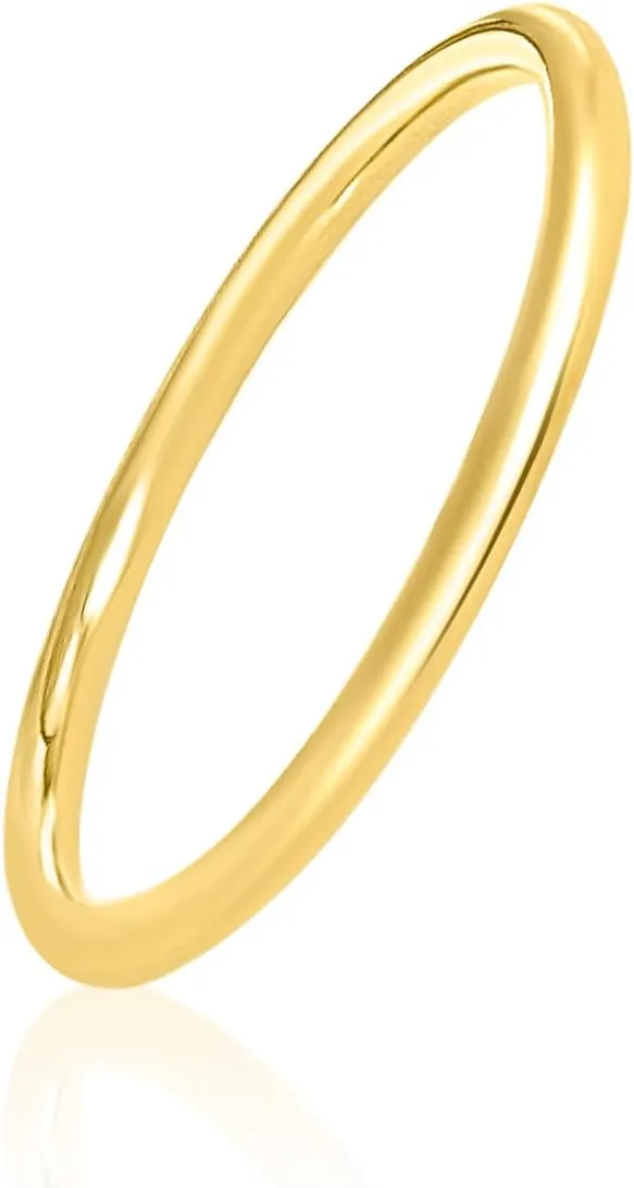 Bild von Mary & Jules Goldring für Damen aus 925 Sterling Silber, vergoldet, schlichter Vorsteckring, Verlobungsring, Eheringe aus recyceltem Silber