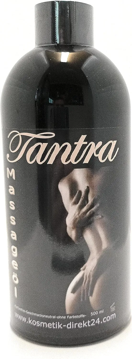 Bild von Massageöl Tantra 500 ml aus naturreinem, parfümfreiem Öl ohne Parabene und Zusatzstoffe mit Augenmaske für Partnermassagen