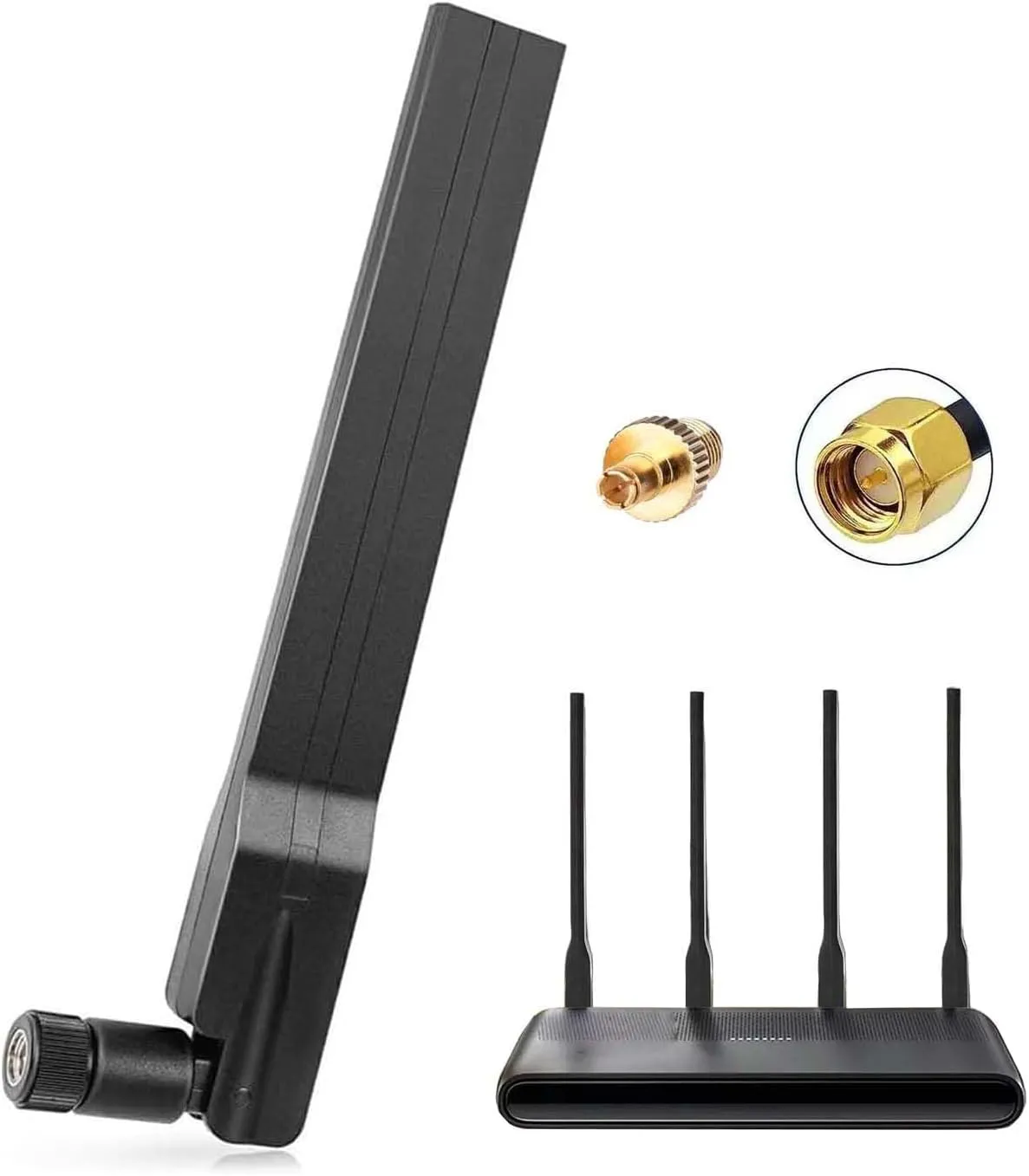 Bild von Maswell Externe 4G LTE 5G NR Antenne mit 600-6000 MHz und 2dBi, SMA-Stecker und TS9 Schnittstelle für Modem und Router
