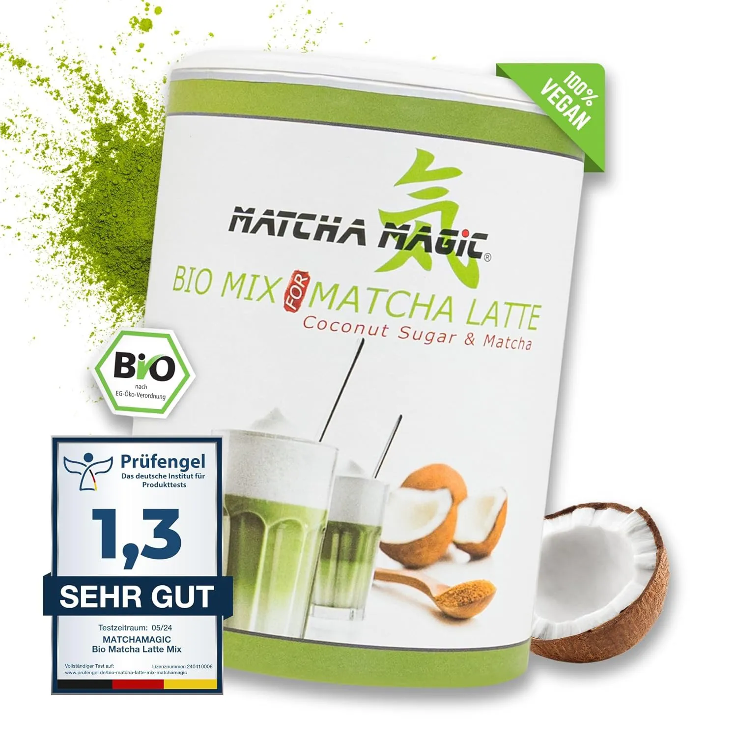 Bild von MatchaMagic Bio Matcha Latte Pulver mit Kokosblütenzucker aus Japan