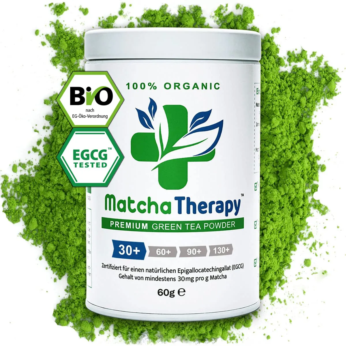 Bild von MatchaTherapy BIO Matcha Tee Pulver 60g mit 30mg/g EGCG zur Unterstützung des Immunsystems und Energielevels, Ceremonial Grade aus Japan
