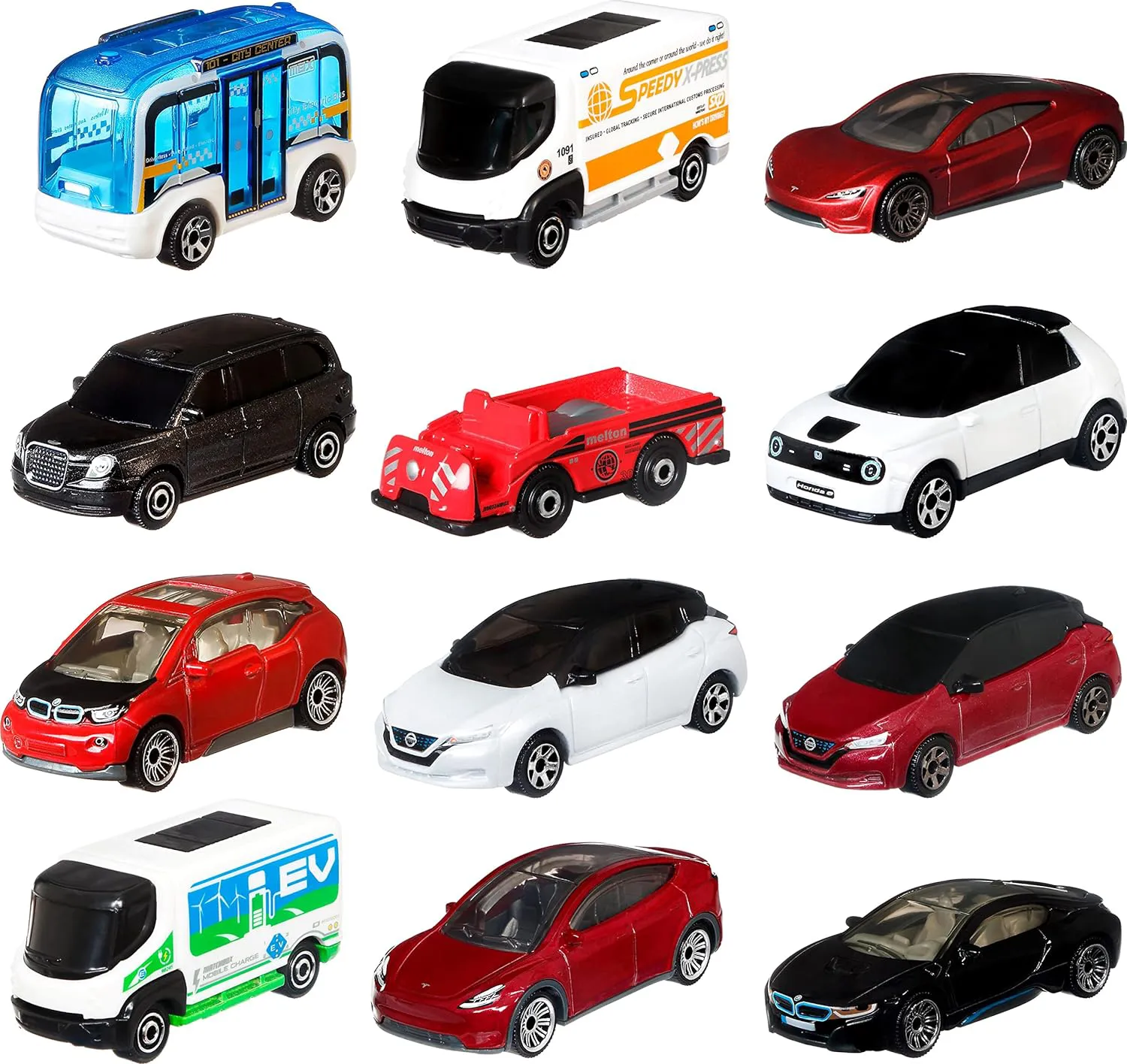 Bild von Matchbox HGW60 12er-Pack Elektroautos und Trucks aus Metall in kunststofffreier Verpackung für Kinder ab 3 Jahren