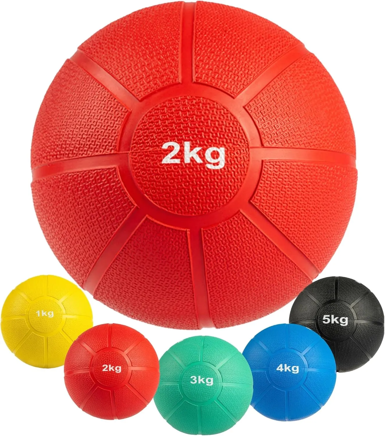 Bild von Matchu Sports Medizinball aus Vollgummi in den Gewichten 1 kg, 2 kg, 3 kg, 4 kg und 5 kg