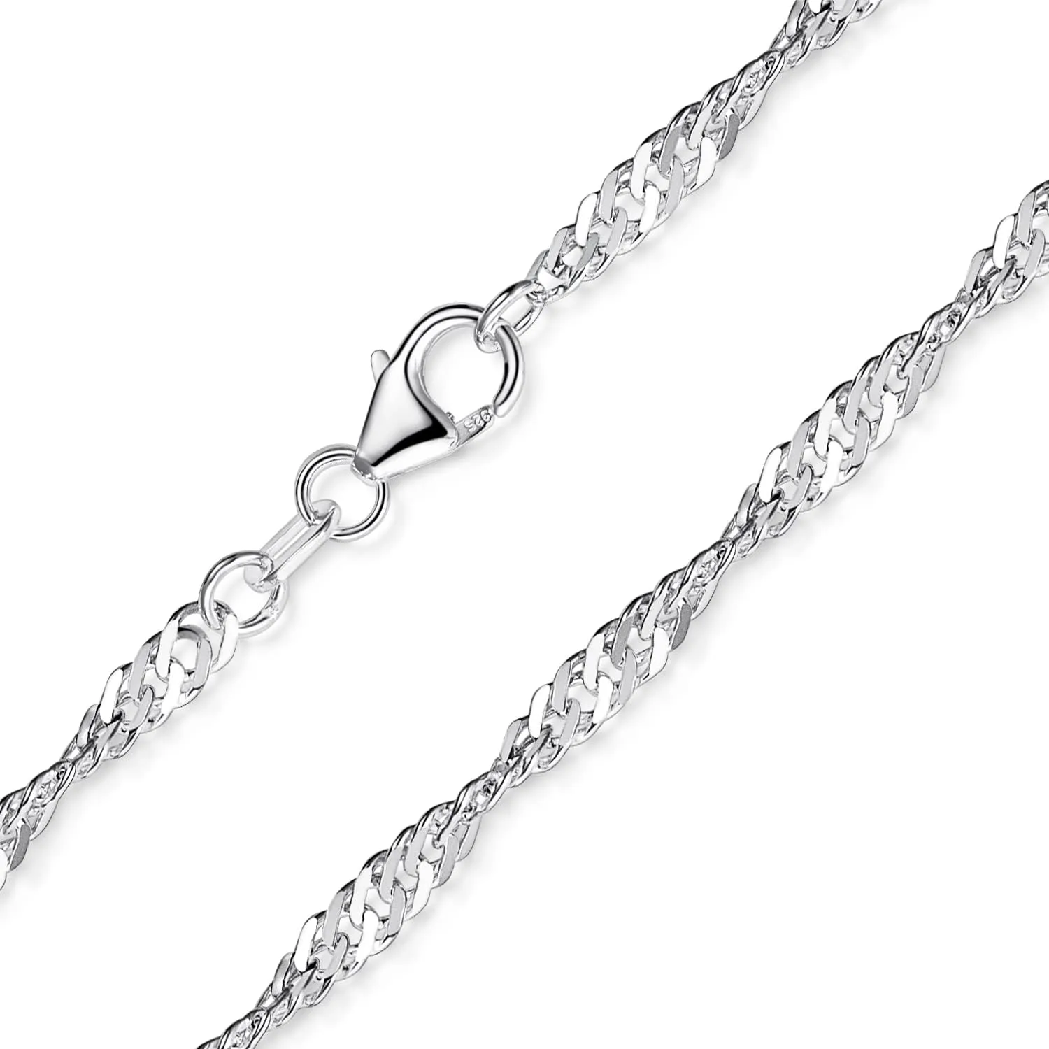 Bild von MATERIA Singapurkette aus 925 Silber für Damen, 3 mm flach