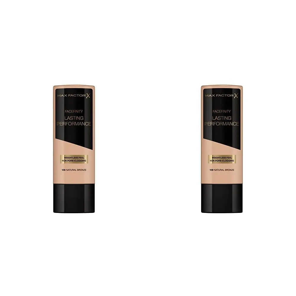 Bild von Max Factor Lasting Performance Foundation in Natural Bronze 109, 2er Pack mit 35 ml für eine langanhaltende und leichte Grundierung