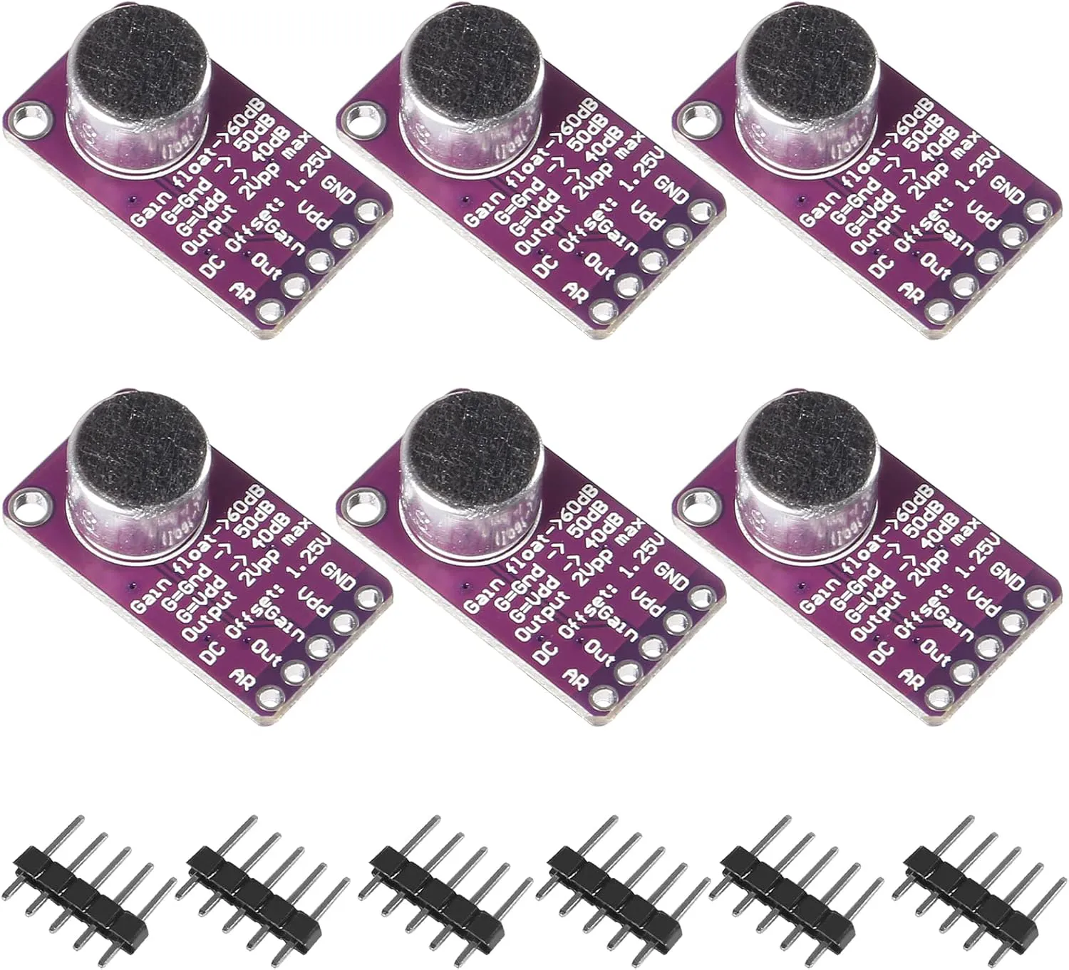 Bild von MAX9814 Mikrofonverstärker Set mit 6 Platinen und automatischer Gain Control