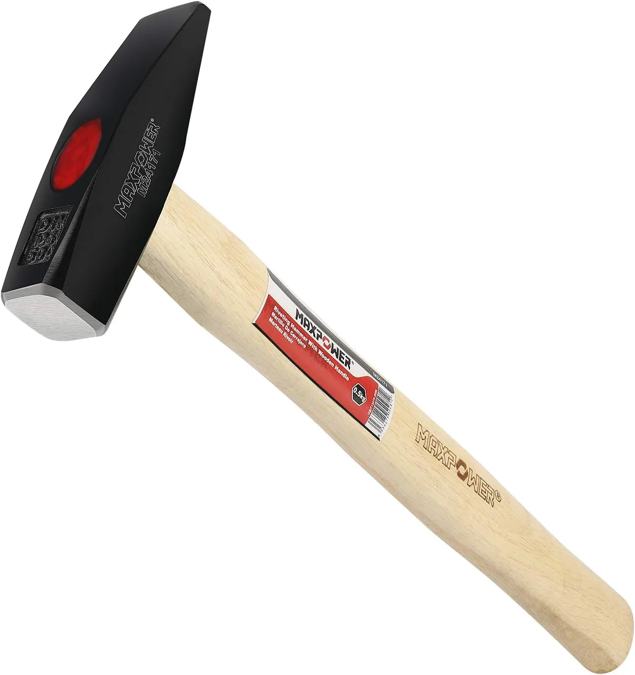 Bild von MAXPOWER Schlosserhammer mit 500 g Kopfgewicht und 330 mm Länge aus legiertem Stahl und Holzstiel