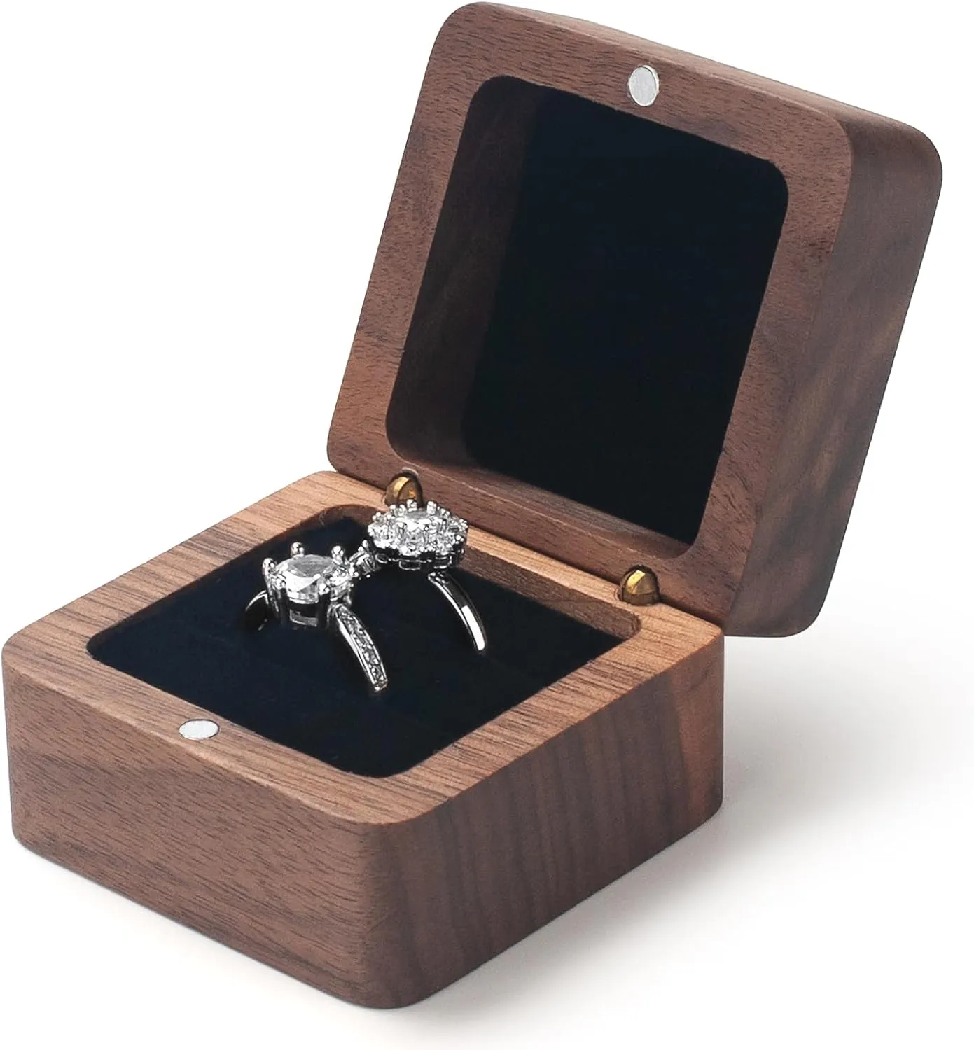 Bild von MAZYPO Hochzeitsring-Box aus Holz für 2 Ringe im Vintage-Stil