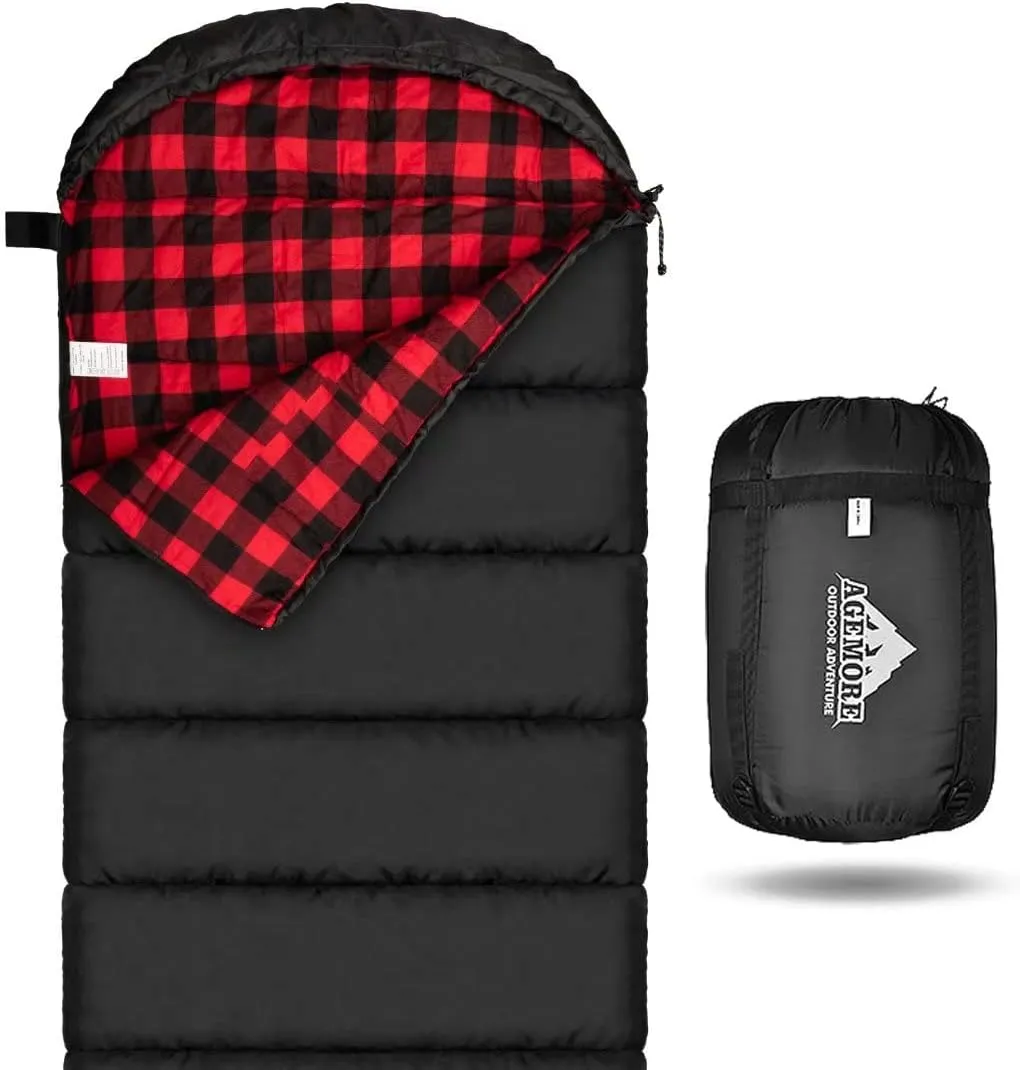 Bild von Mcota Baumwoll-Flanell Schlafsack für Erwachsene leicht und tragbar für Camping und Wandern, geeignet für 3-4 Jahreszeiten