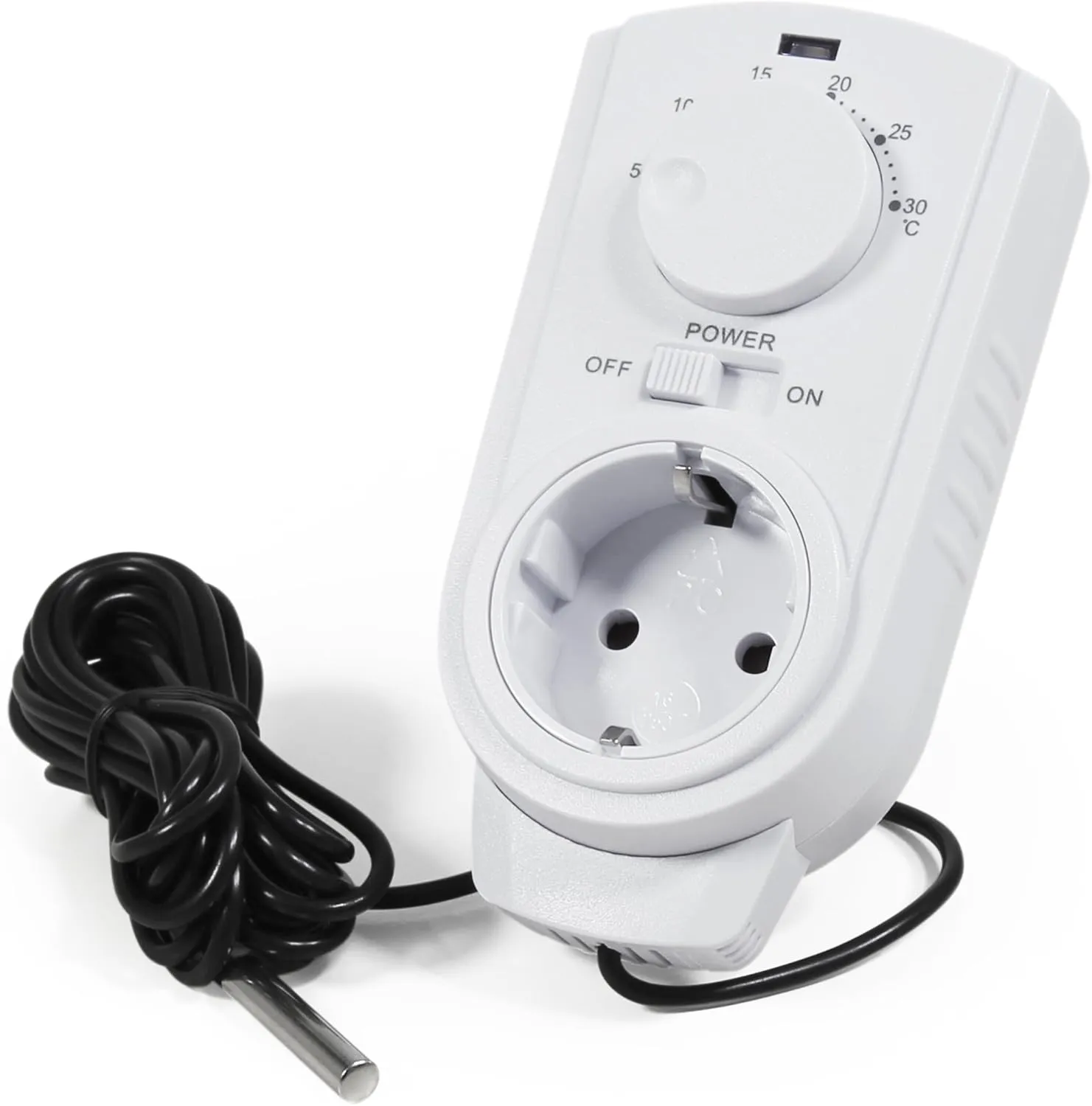 Bild von McPower TCU-440 Steckdosen-Thermostat für Klimaregelung mit Temperaturbereich von 5 bis 30 Grad und maximal 3500 Watt