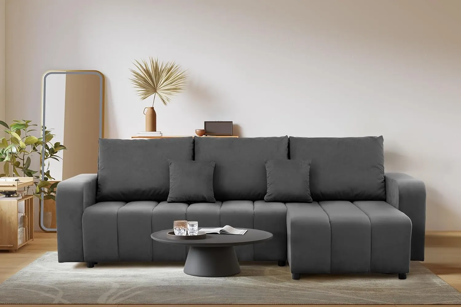 Bild von Mebligo Ecksofa Modena mit Schlaffunktion und Kronos 34 Bezug