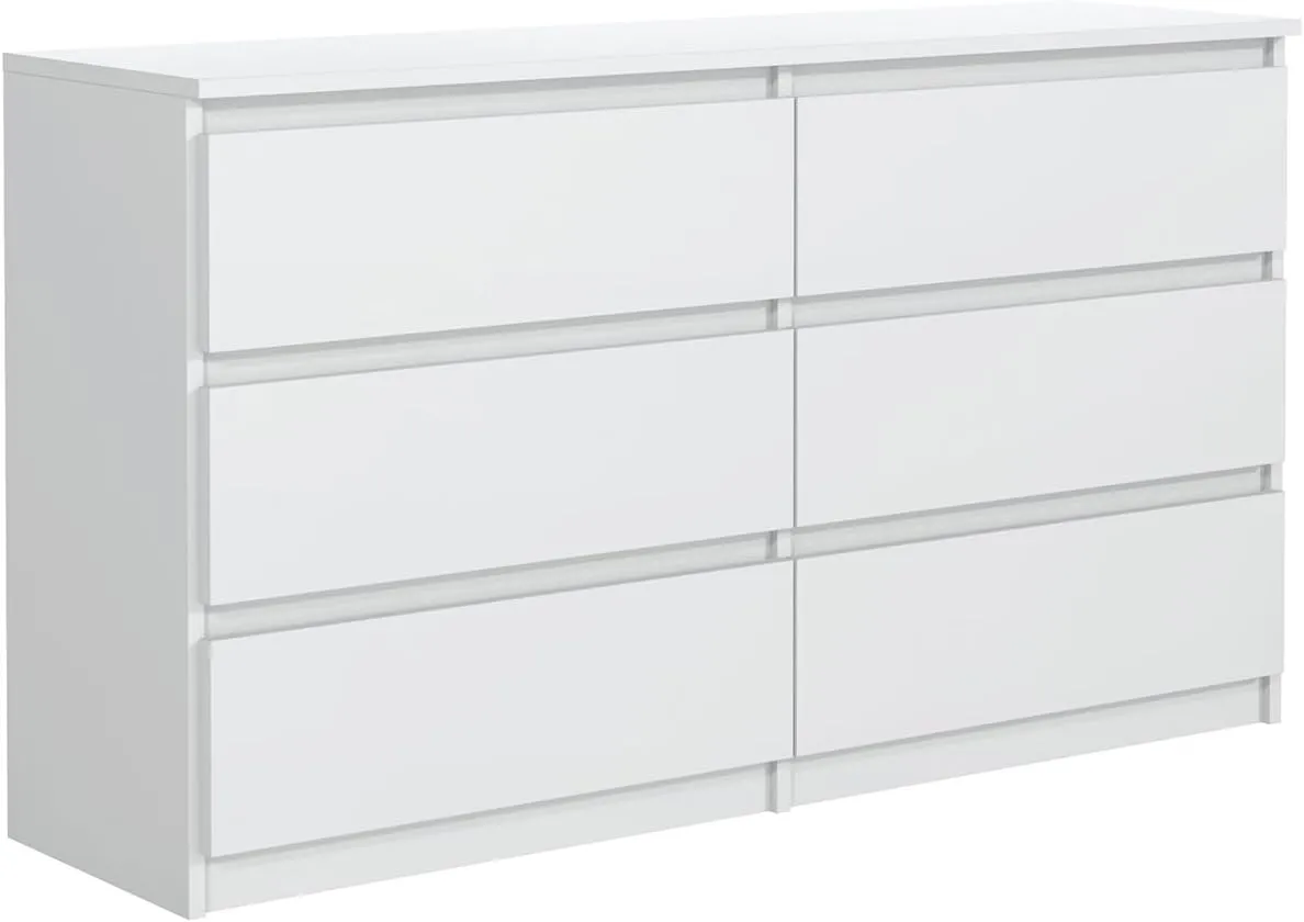 Bild von MebLocker Kommode mit 6 Schubladen in Weiß, ideal für Wohnzimmer, Schlafzimmer, Kinderzimmer und Büro
