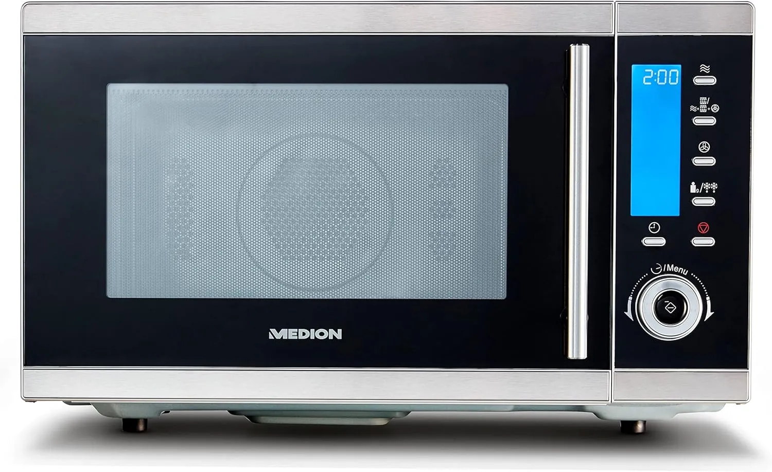 Bild von MEDION MD 15501 4 in 1 Mikrowelle mit 25 Litern, 900 Watt Mikrowelle, 1100 Watt Grill, 2500 Watt Heißluft und 10 Automatikprogrammen in Silber