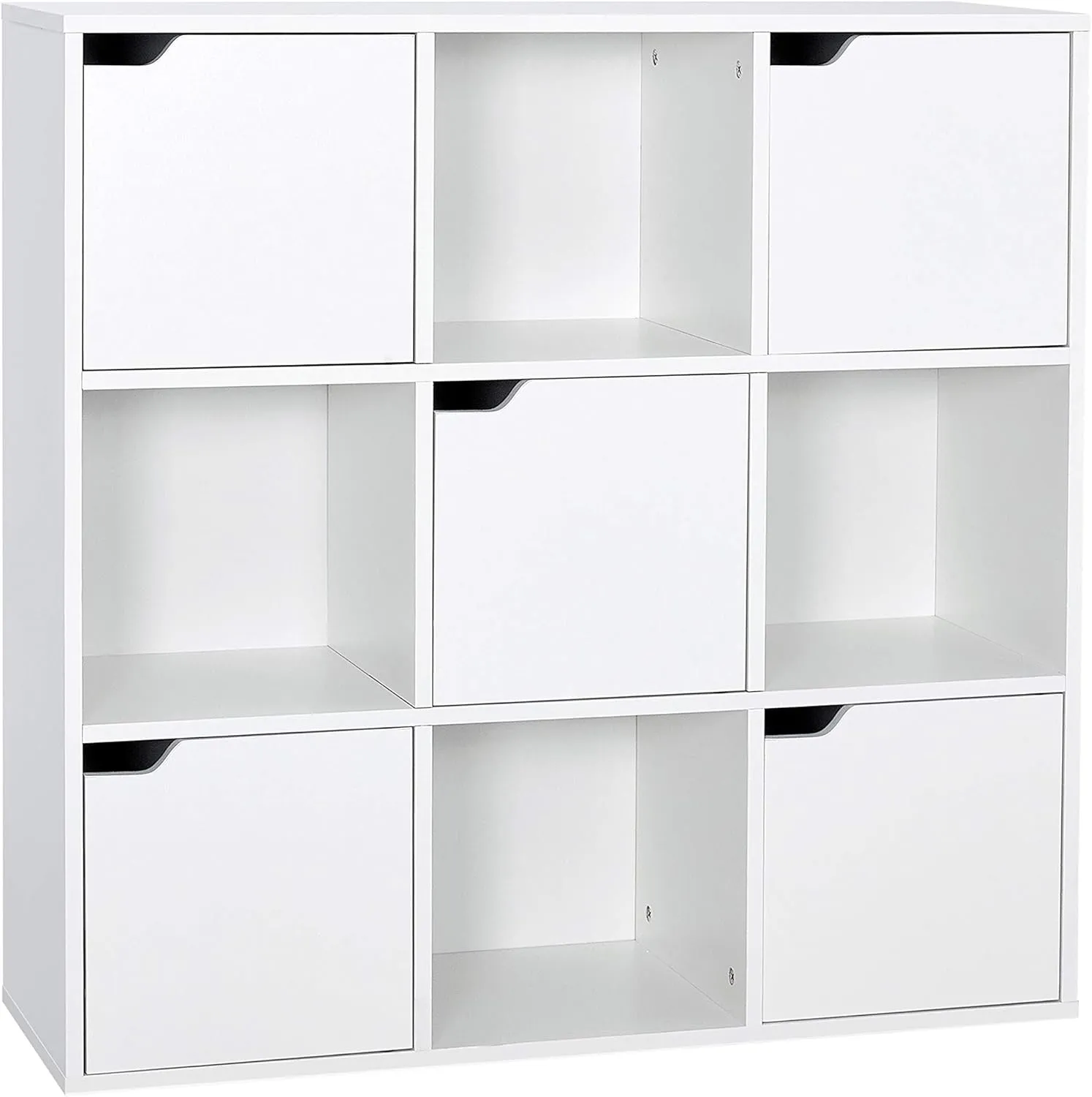Bild von Meerveil Bücherschrank mit 9 Fächern und 5 Türen in modernem Stil, geeignet für verschiedene Räume, in Weiß