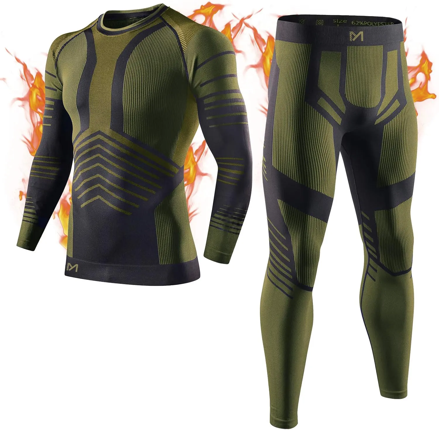 Bild von MEETYOO Thermounterwäsche Set für Herren mit Innenfleece, atmungsaktiv und ideal für Sport und Winteraktivitäten