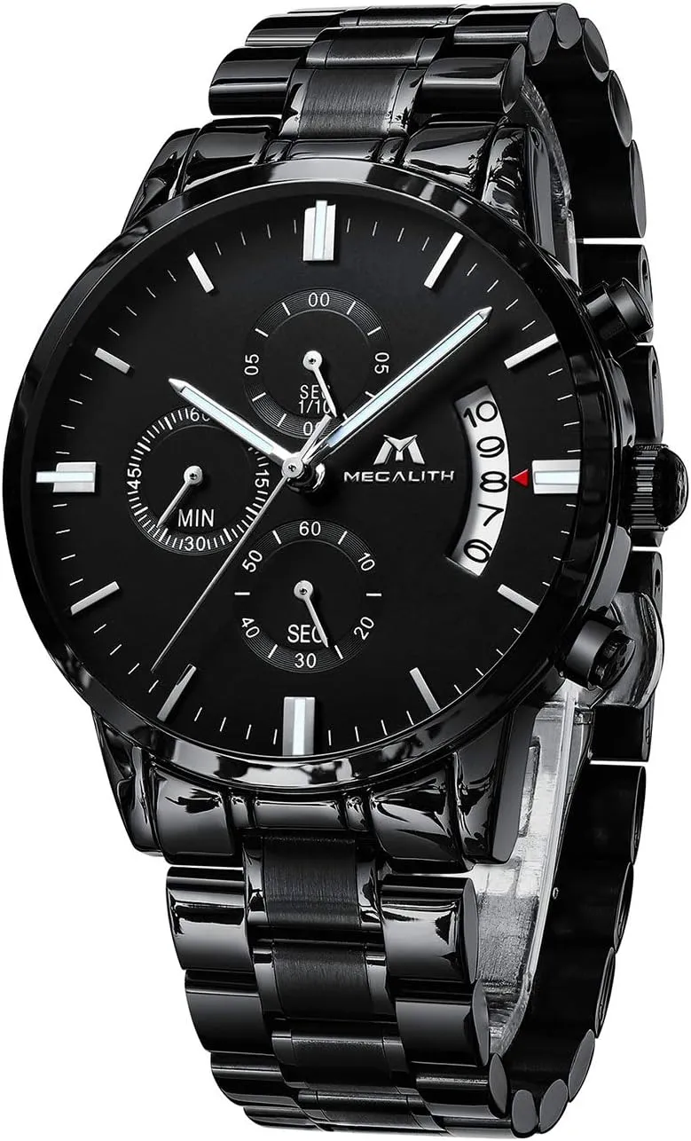 Bild von MEGALITH Herrenuhr Militär Chronograph mit großem Ziffernblatt und wasserdichter Bauweise