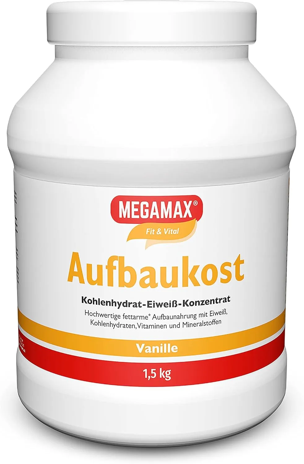 Bild von MEGAMAX Aufbaukost Vanille 1,5 kg Proteinpulver zur Gewichtszunahme und Muskelaufbau