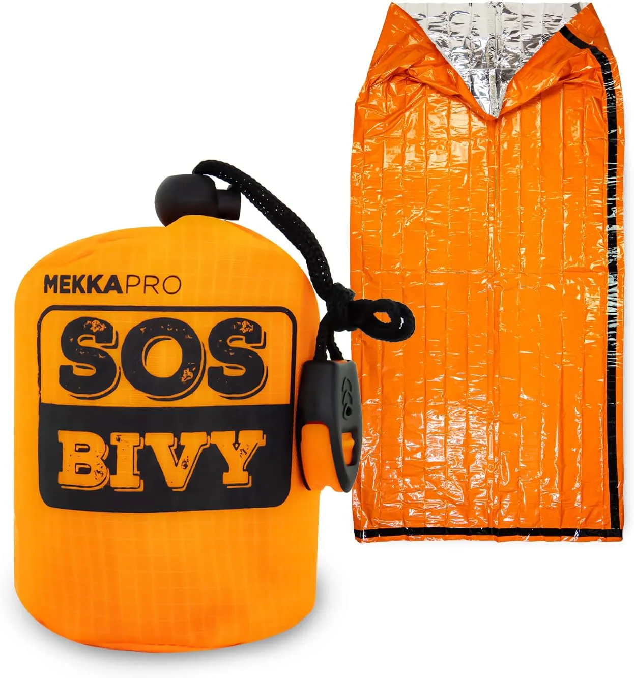 Bild von MEKKAPRO Notfall Schlafsack mit Signalpfeife und wasserdichtem Thermo-Material