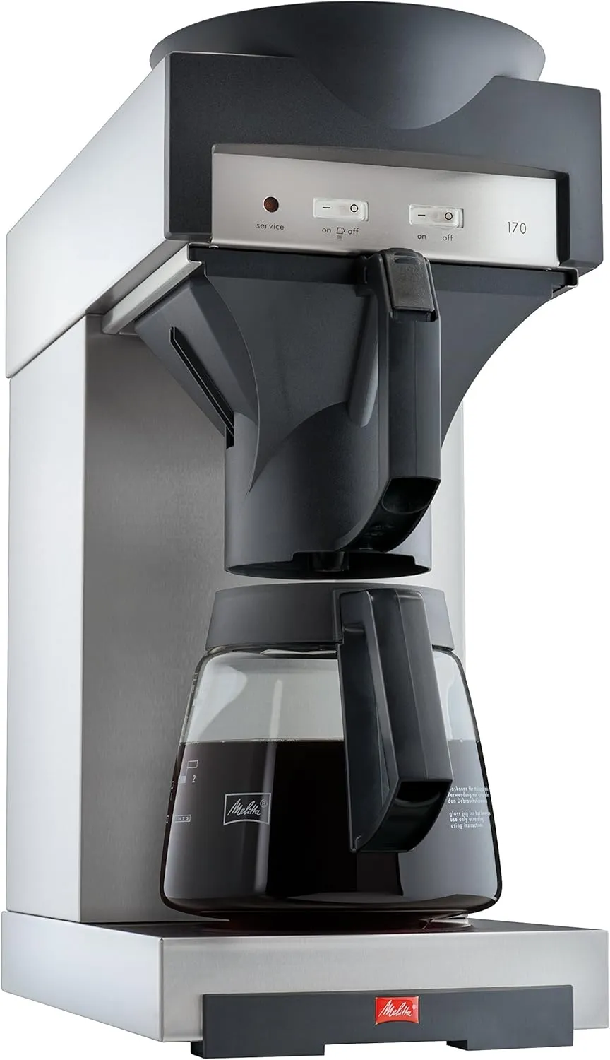 Bild von Melitta 20348 Filterkaffeemaschine mit 1,8 l Glaskanne und Warmhalteplatte in Edelstahl und Schwarz