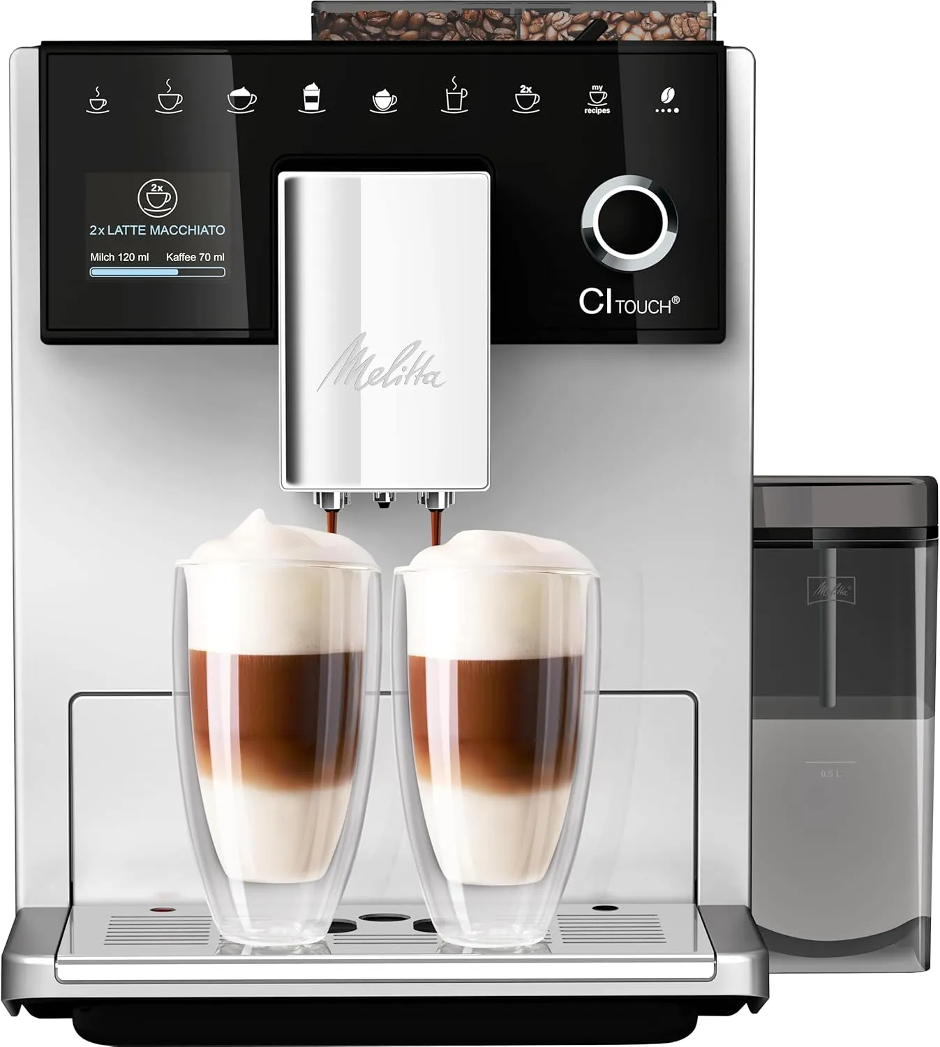 Bild von Melitta CI Touch Kaffeevollautomat mit Milchsystem und integrierter Mühle in Silber