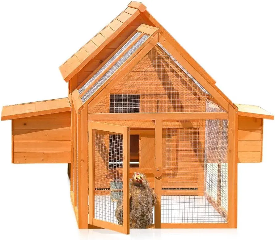 Bild von Melko Hühnerstall für 6 bis 8 Hühner mit Freilaufgehege und 2 Nestboxen, Maße 156 x 164 x 112 cm