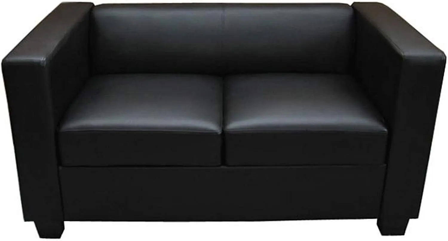 Bild von Mendler 2er Sofa Lille aus schwarzem Kunstleder