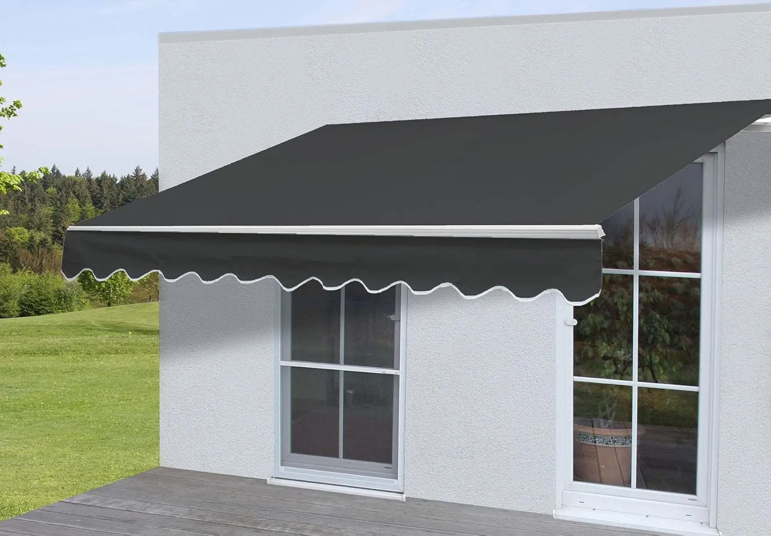 Bild von Mendler HWC-E49 Gelenkarmmarkise mit 2,5 x 2 m in anthrazit aus Polyester