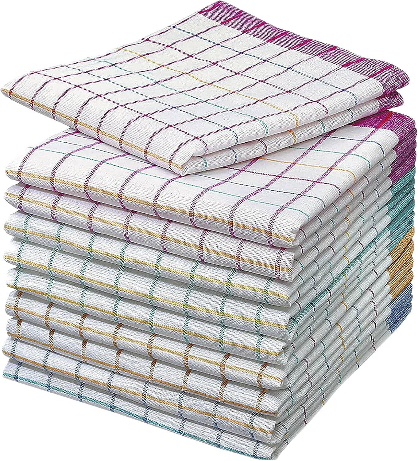 Bild von Merkanta 10er Set Geschirrtücher aus 100% Baumwolle in kariertem Design, 50x70 cm, super saugfähig