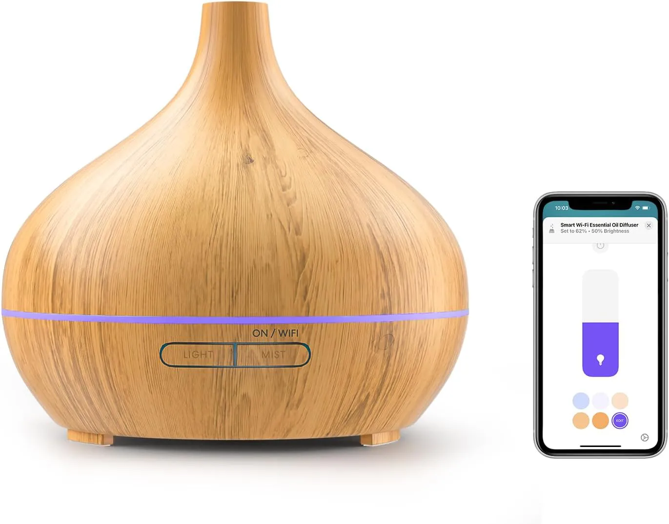 Bild von Meross Aroma Diffuser mit 400 ml Kapazität, kompatibel mit Apple HomeKit, Alexa und Google Home, steuerbar über App und ausgestattet mit RGB-LED-Licht