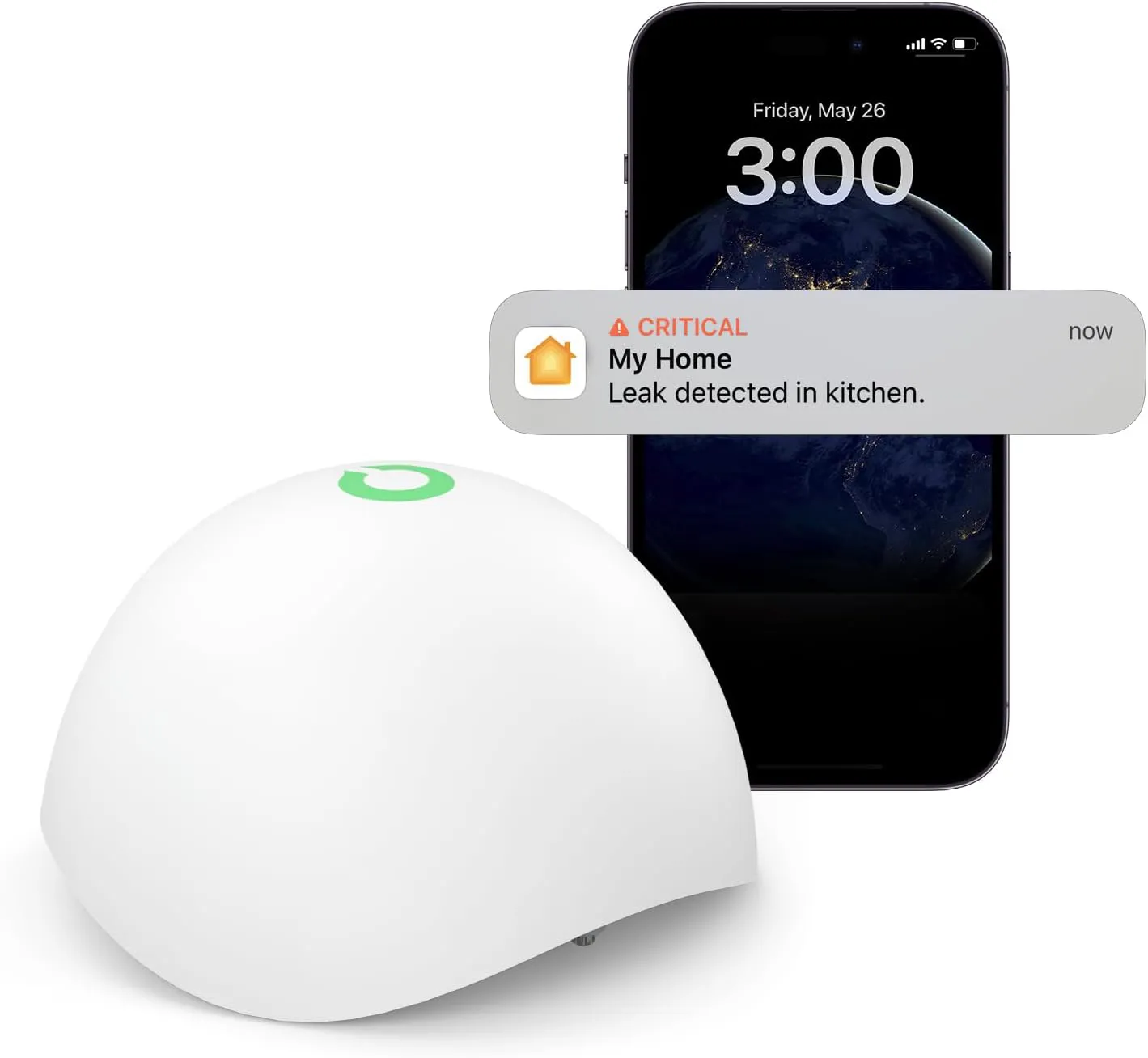 Bild von Meross Smart Wassermelder für HomeKit und Alexa, drahtloser Flutdetektor mit IP67 und Audio-Alarm für Küche und Badezimmer