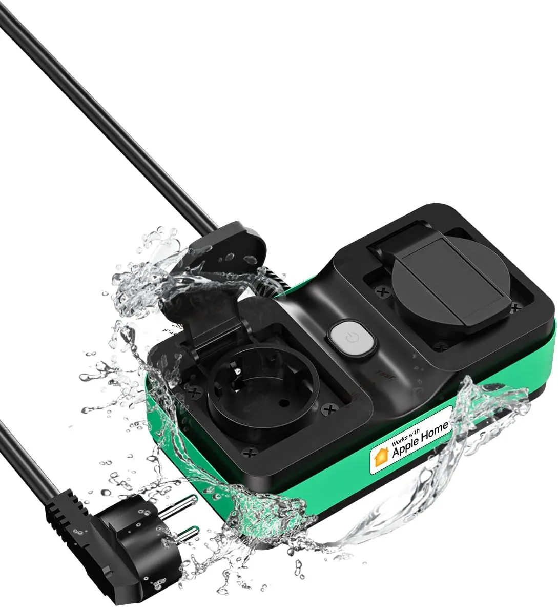 Bild von Meross WLAN Outdoor Steckdose mit 2 Ausgängen, wasserdicht nach IP44, kompatibel mit HomeKit, Alexa und Google, 16A
