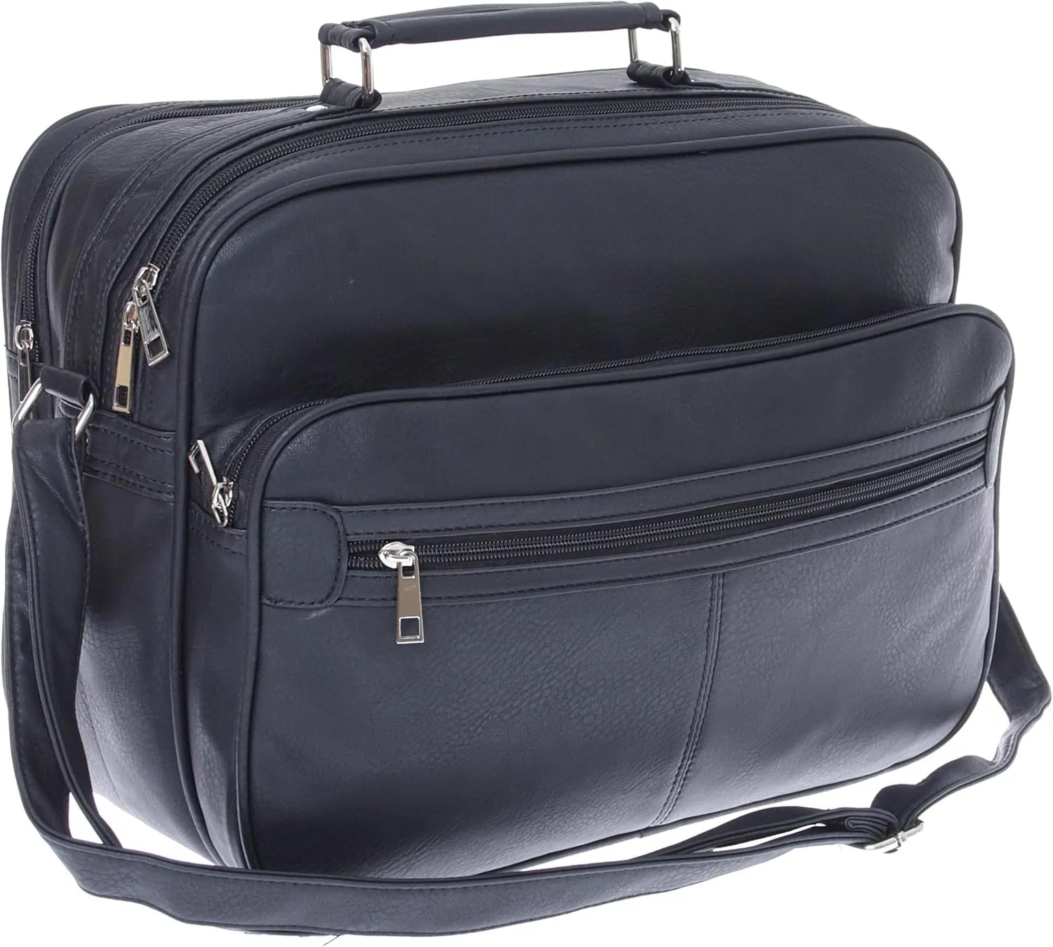 Bild von Messenger Bag XL in Schwarz, Herren Umhängetasche im Querformat aus Lederoptik
