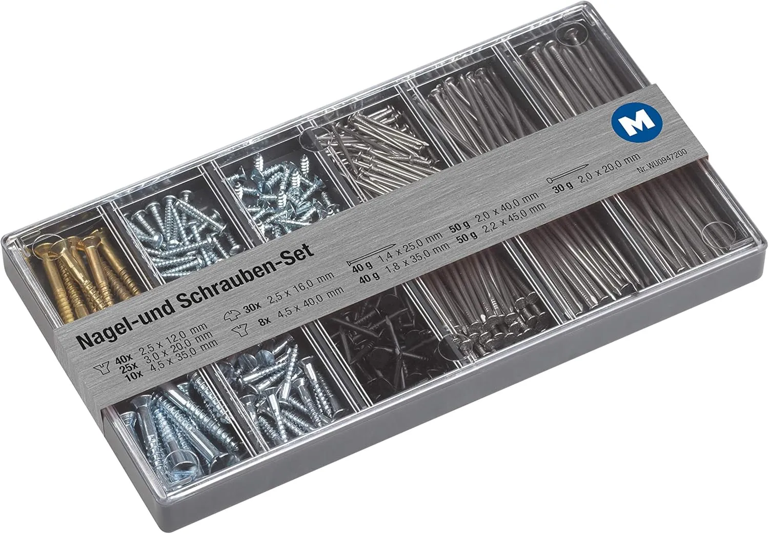 Bild von Metafranc 947200 Nagel- und Schrauben-Sortiment mit 113 Teilen in praktischer Kunststoffbox