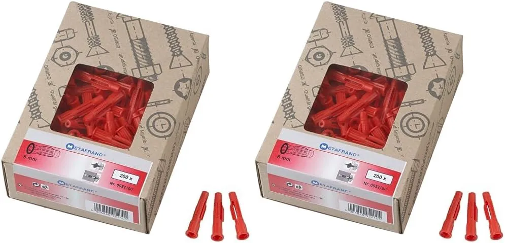 Bild von Metafranc Universaldübel Set mit 200 Stück, Durchmesser 6 mm, geeignet für Voll- und Hohlbaustoffe, Made in Germany