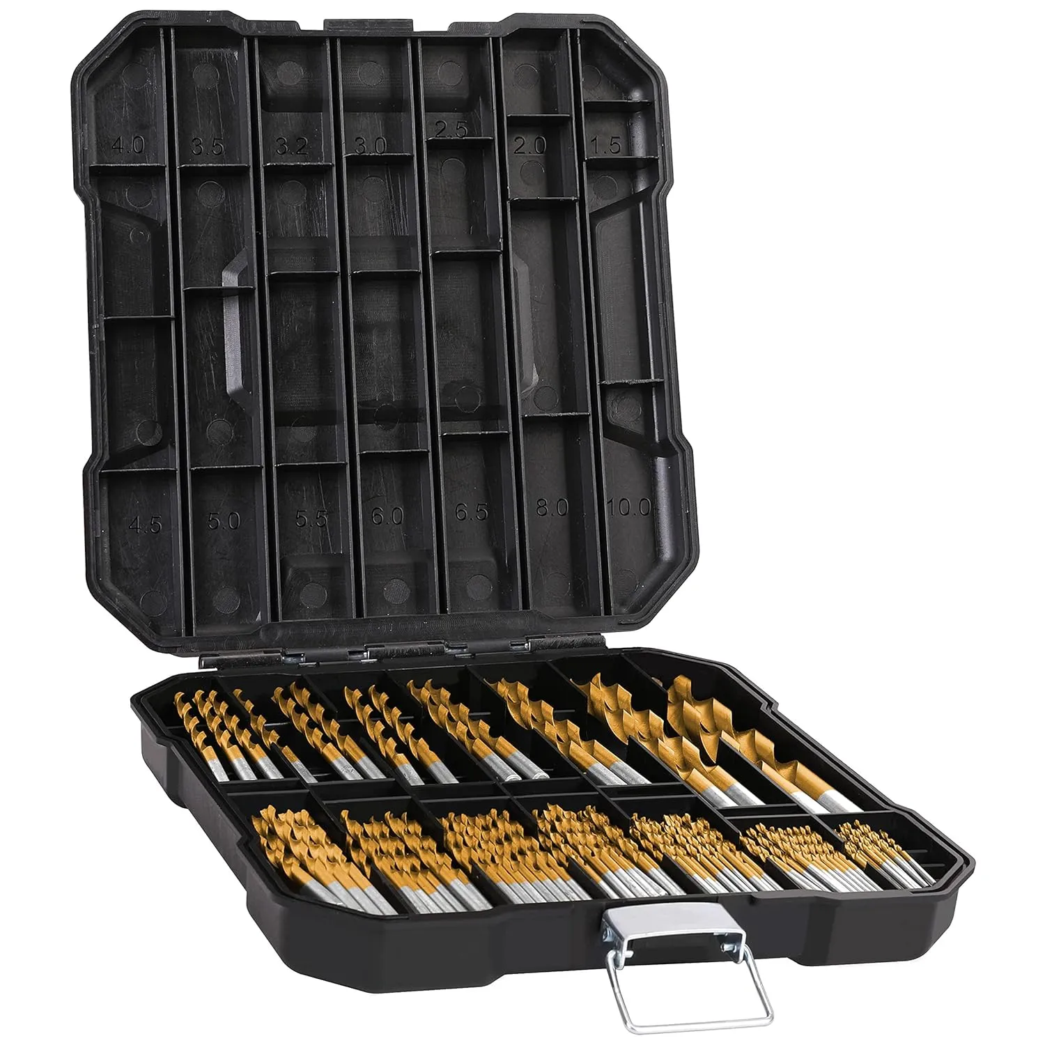 Bild von Metrisches 99-teiliges Titan Spiralbohrer Set mit 135 Grad Spitze für Holz, Gusseisen und Aluminium