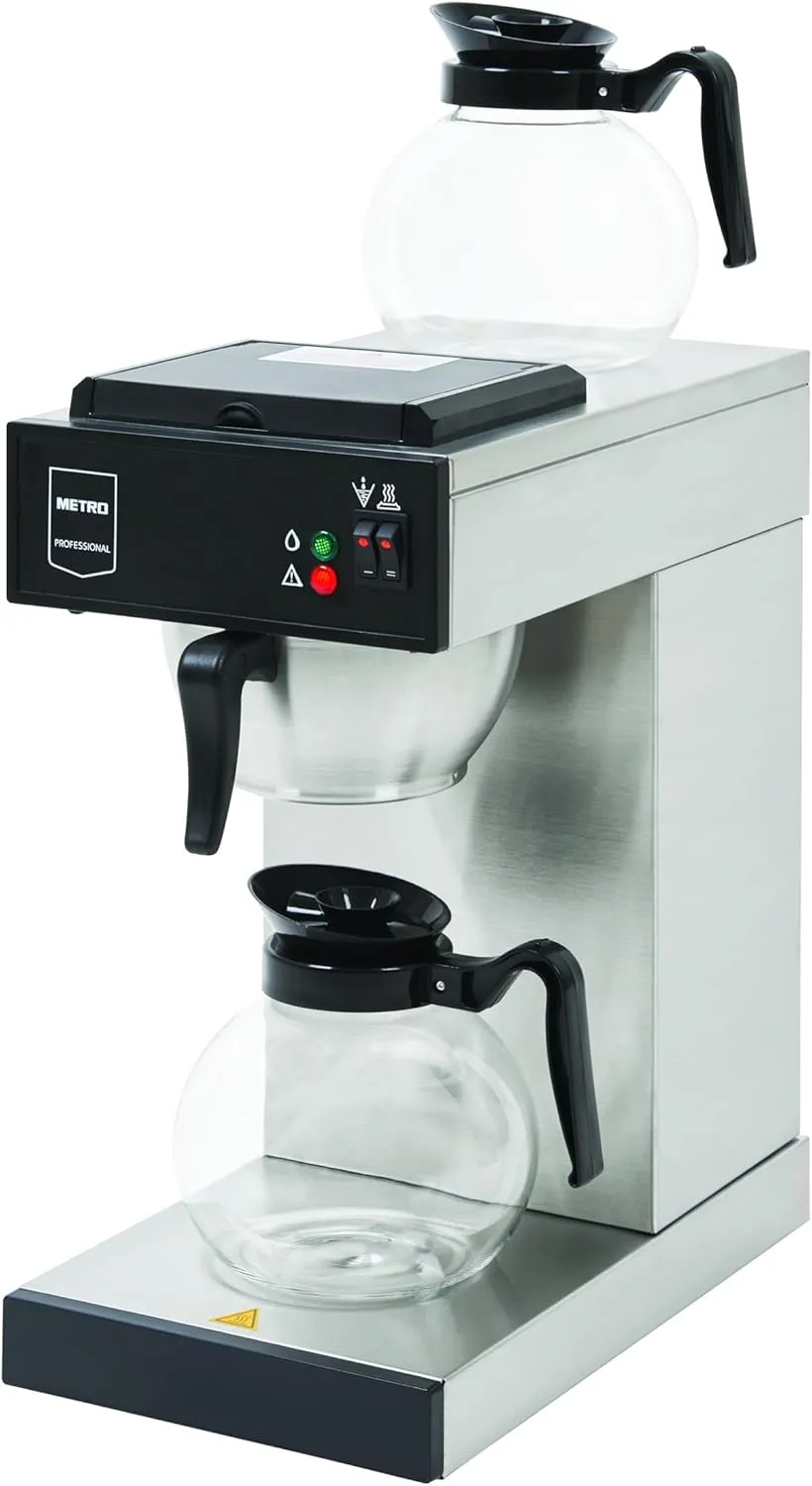 Bild von METRO Professional GCG2001 Filterkaffeemaschine aus Edelstahl mit 2000 Watt, 1,8 Litern, zwei Glaskannen und 100 Papierfiltern