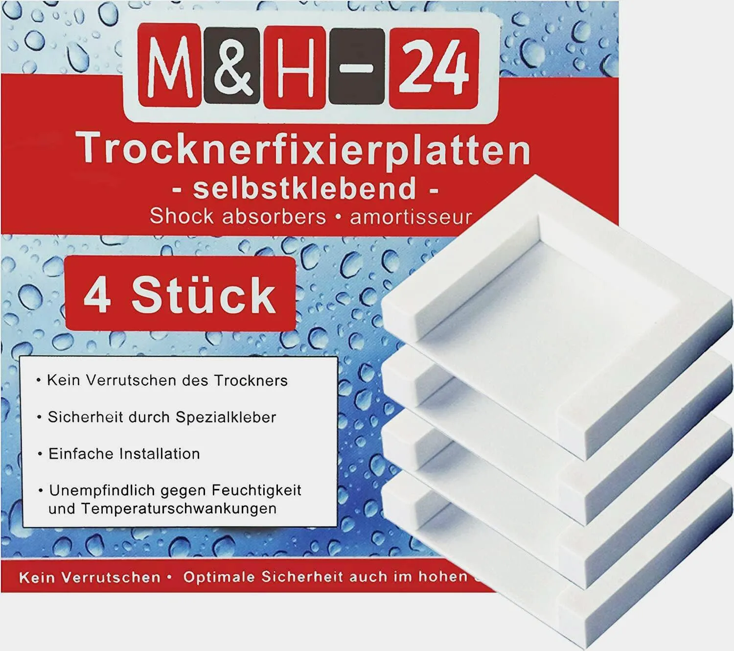 Bild von M&H-24 Trocknerfixierplatten selbstklebend für Waschmaschinen und Trockner