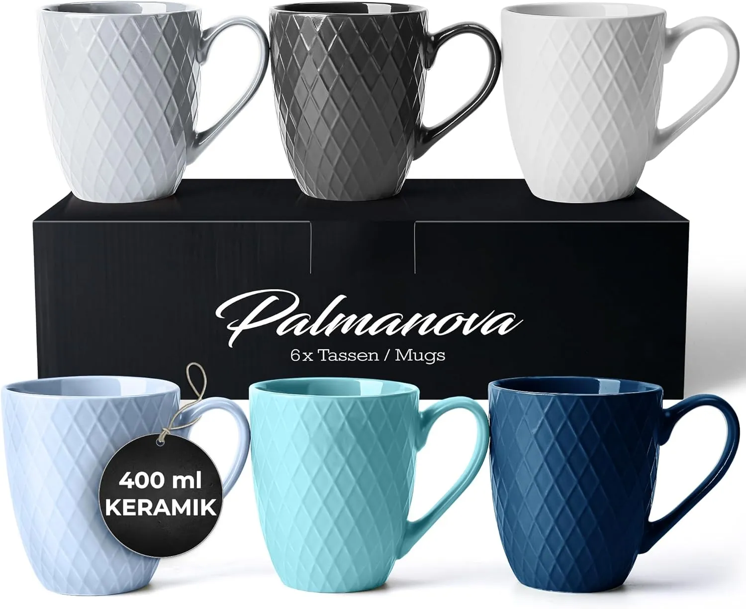 Bild von MIAMIO Kaffeetassen Set mit 6 Bechern à 400 ml aus moderner Keramik in Matt aus der Palmanova Kollektion Ocean