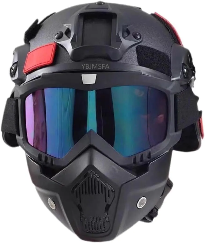 Bild von Mich Airsoft Helm und Maske Set mit NVG Mount und verstellbarer Brille