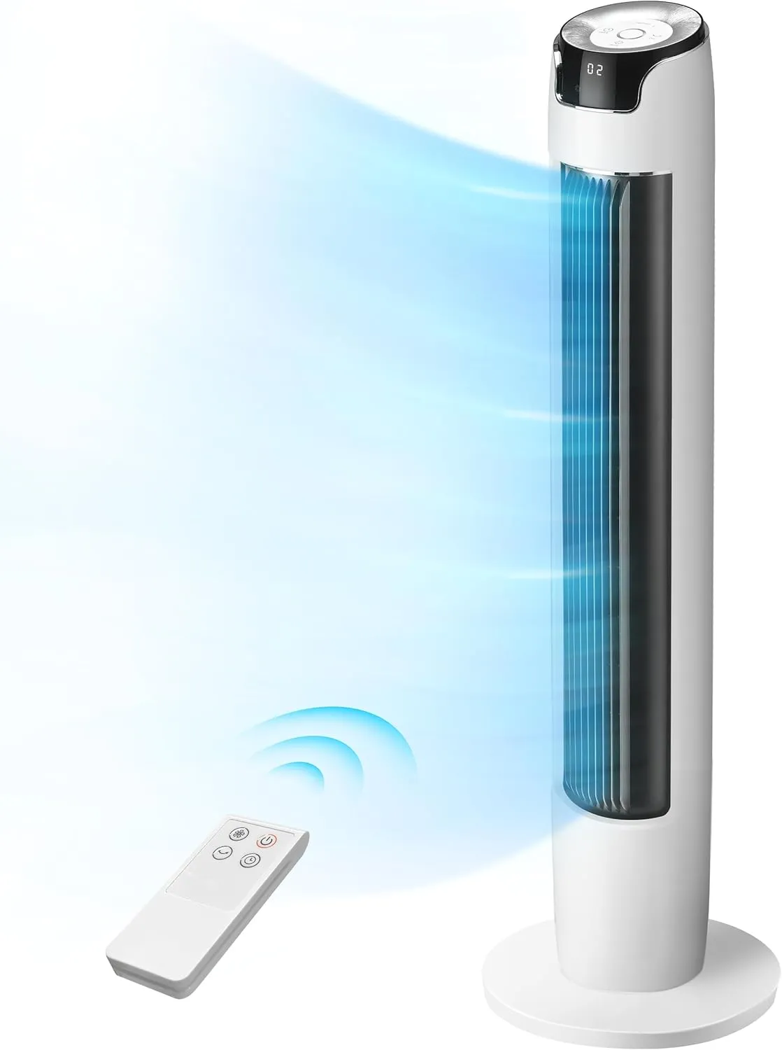 Bild von Midea FZ10-16AR Turmventilator mit Fernbedienung, 110 cm, 6 Geschwindigkeitsstufen, Oszillation und 12 Stunden Timer in Weiß