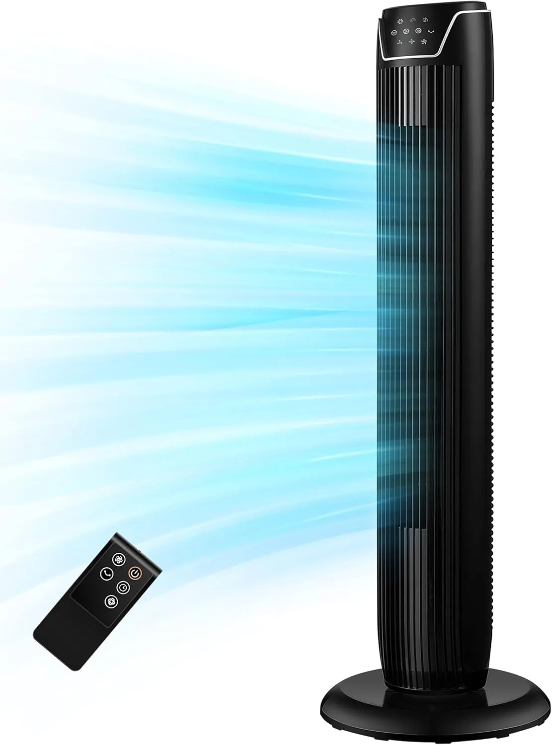 Bild von Midea FZ10-17JR Turmventilator mit Fernbedienung, 92 cm, leise, 3 Modi, 3 Geschwindigkeiten, 7 Stunden Timer, 45 Watt, schwarz