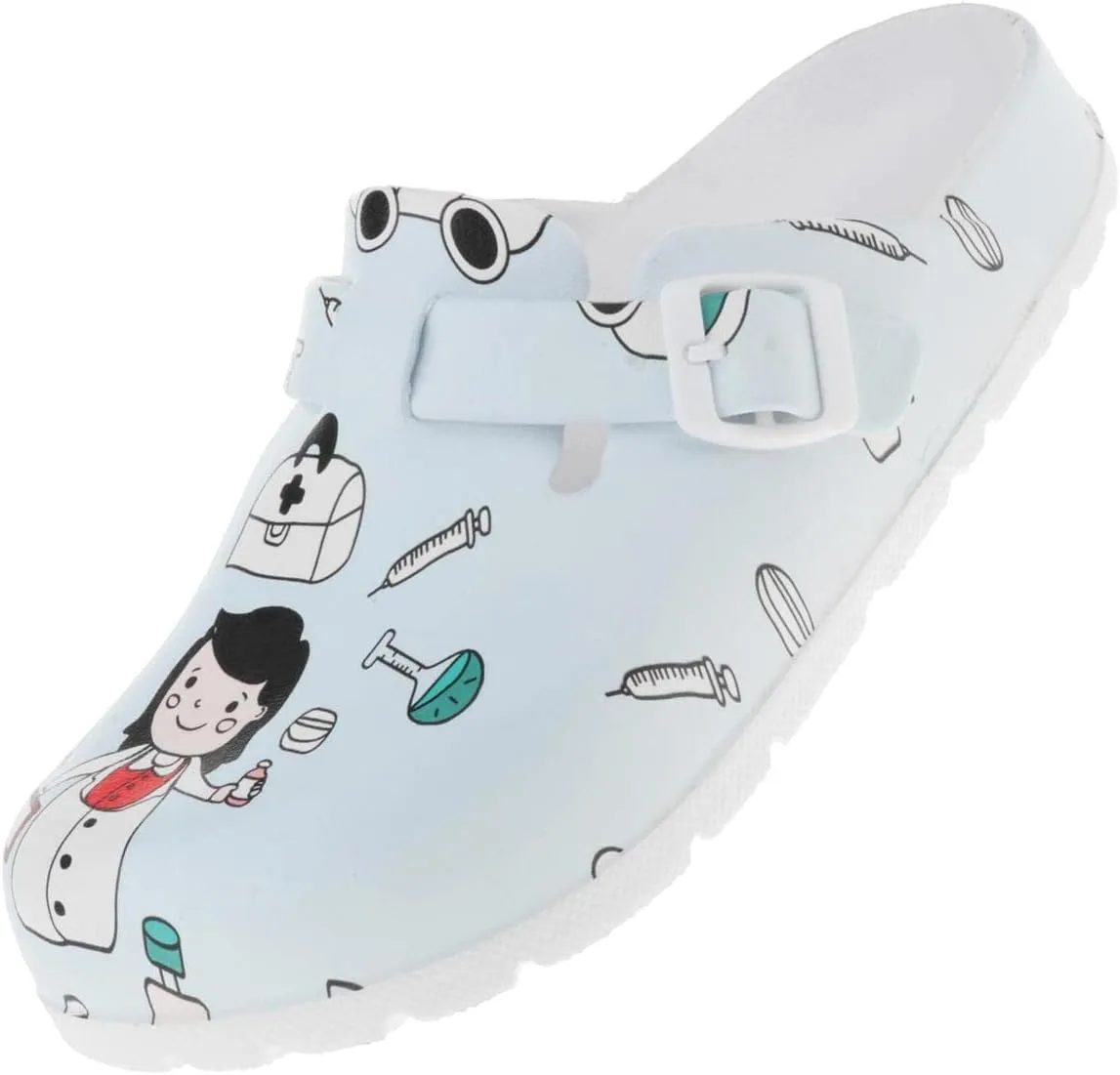 Bild von Milageto Unisex Clogs in Blau mit Fersenriemen, wasserdicht, ideal für Pflegeberufe und den Garten, Größen 38 und 39