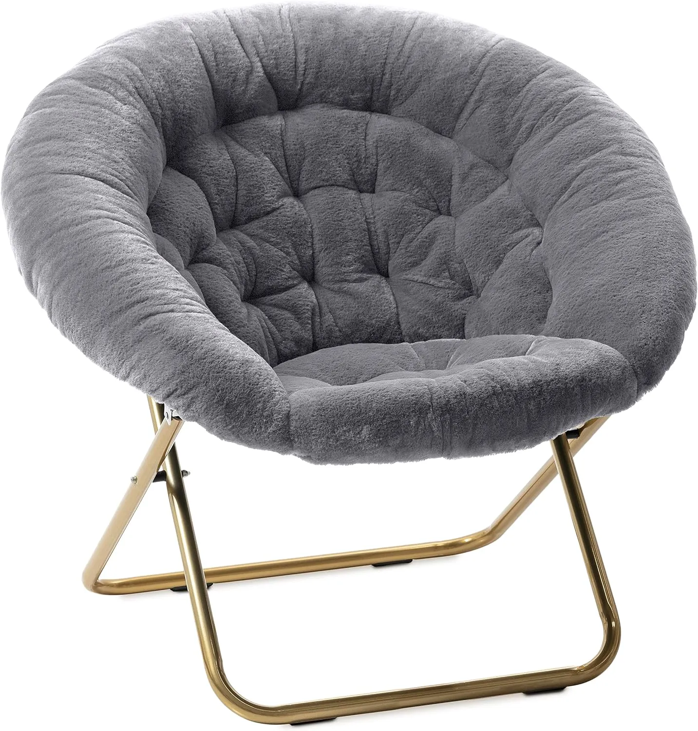 Bild von Milliard Relaxsessel mit Fell und goldenen Metallbeinen, faltbar für Wohnzimmer oder Schlafzimmer