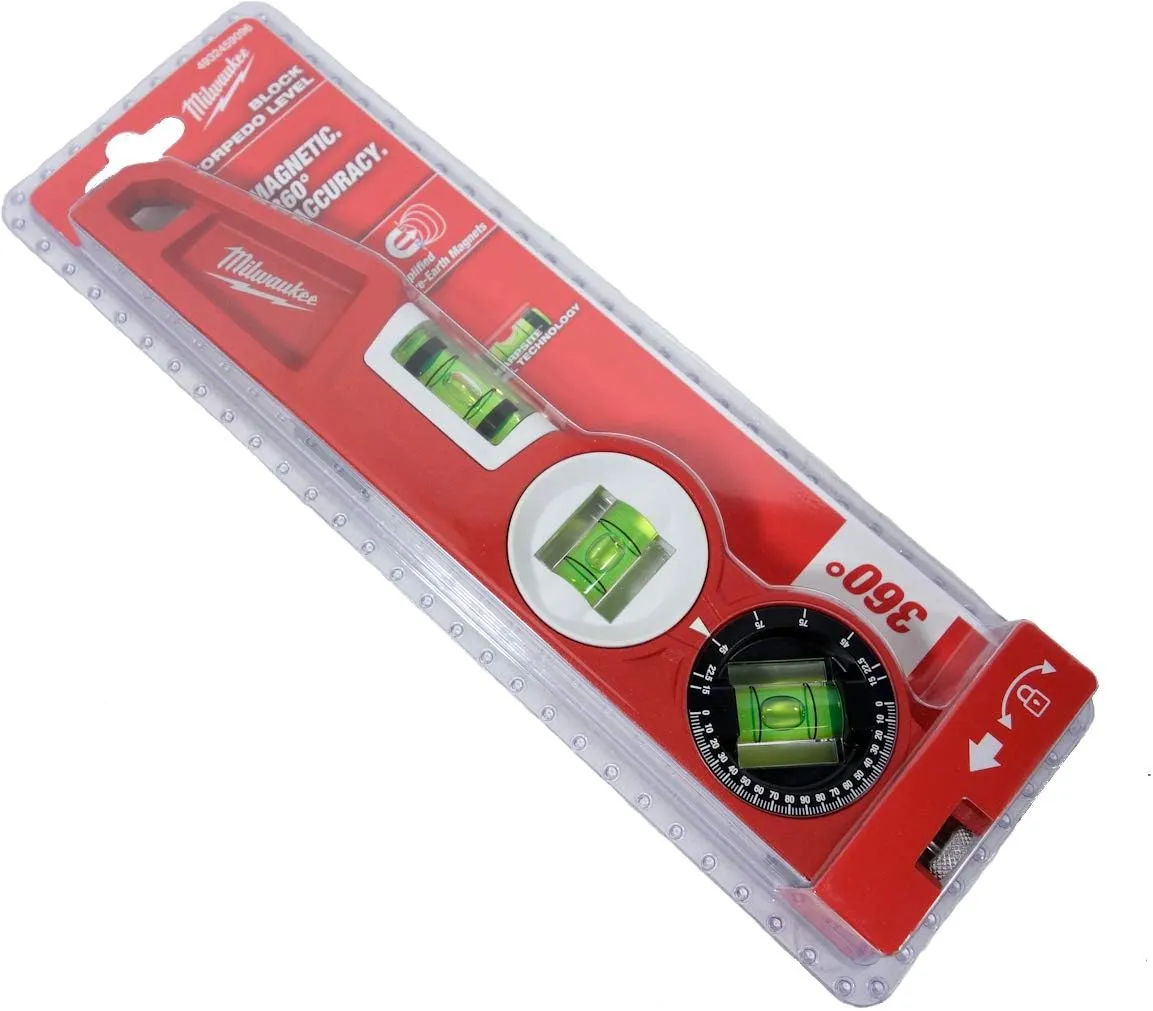 Bild von Milwaukee Torpedo Wasserwaage 4932459096 mit 360 Grad und 25 cm Länge in Rot und Schwarz