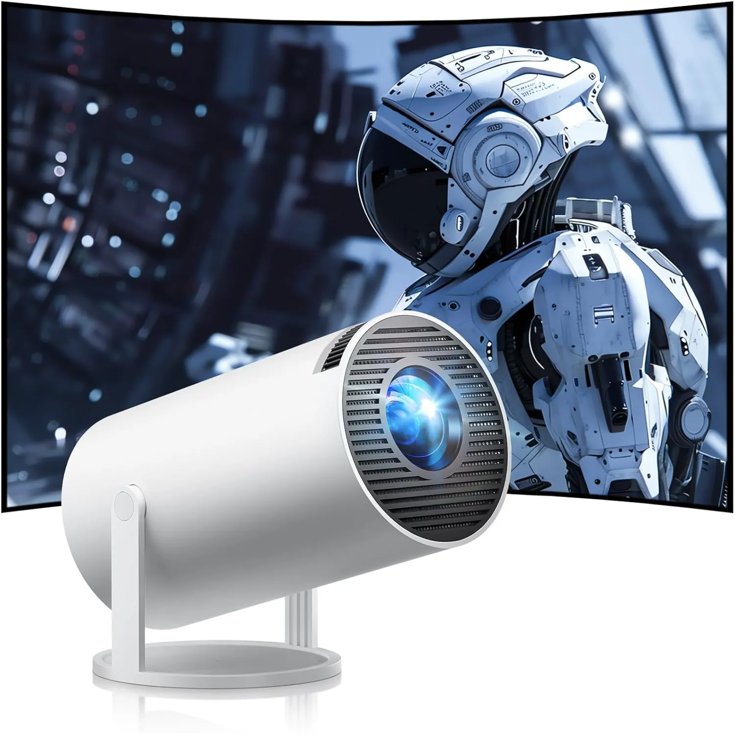 Bild von Mini Beamer 4K mit Full HD und 180 Grad Drehfunktion, tragbarer Projektor mit Dual WiFi und Bluetooth 5.0, kompatibel mit Android und iOS
