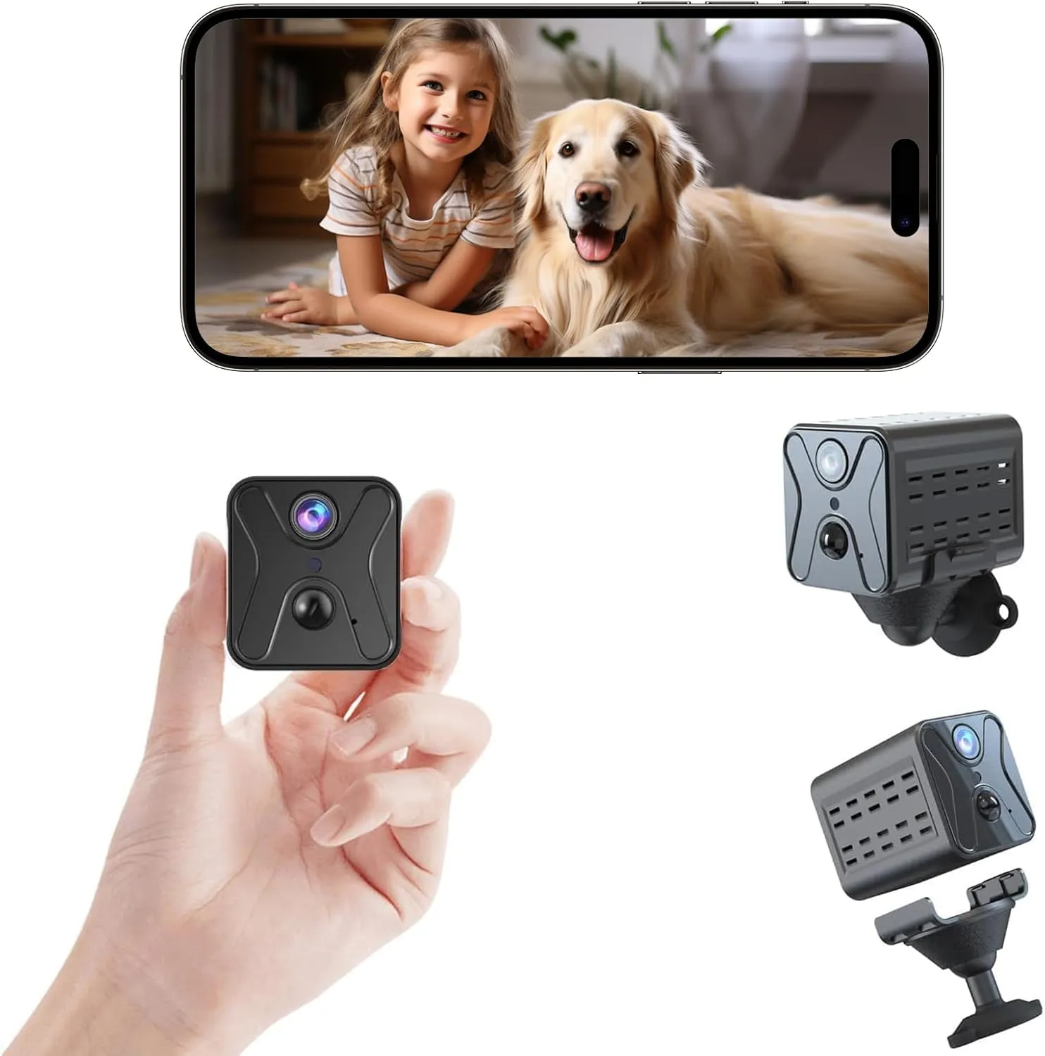 Bild von Mini Kamera 2K mit Full HD Überwachung und Live Übertragung über App, Bewegungsmelder und Nachtsicht für Büro und Zuhause